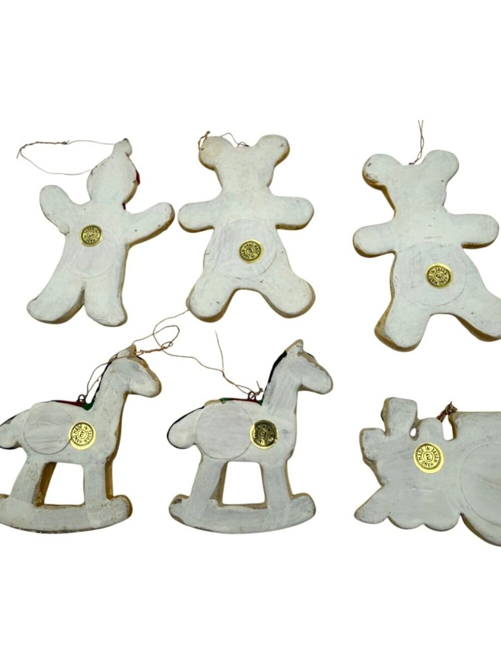 1950s Vintage Handmade Christmas Ornaments Set Of 6 Ceramic Japan Signed MY - Picture 10 of 13